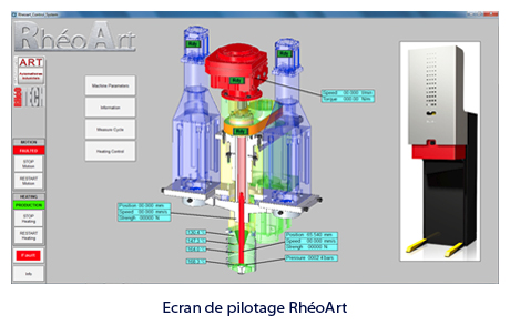 Ecran de pilotage de la machine RHEOART